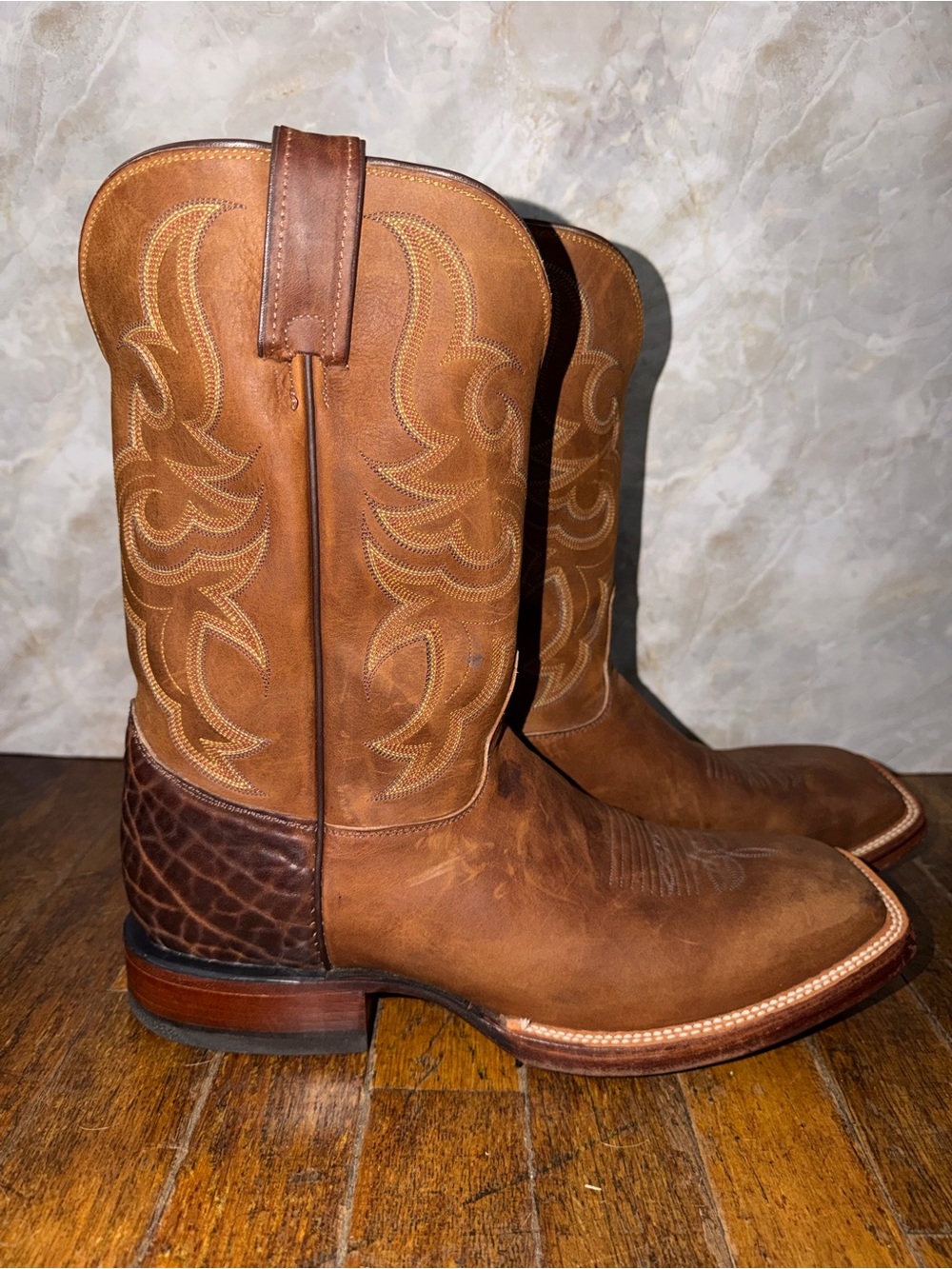 Justin Boots Two-Tone Brown Leather Western Boots Size 11 1/2 D